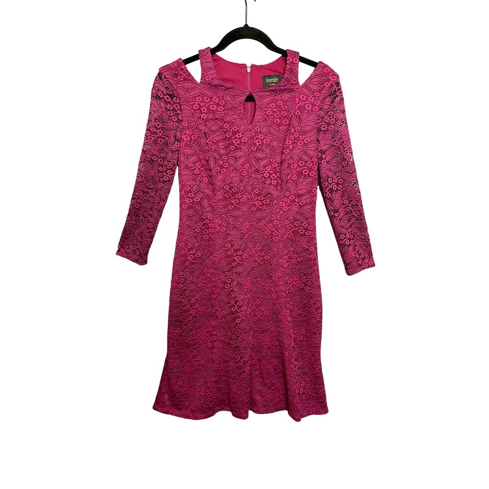 Laundry By Shelli Segal Burgundy Eyelet Lace Long Sleeve Women’s Size Feminine